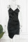 Green Sexy Solid Patchwork Asymmetrical Spaghetti Strap Sling Dress Dresses