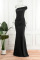 Navy Blue Sexy Solid Patchwork Slit Oblique Collar Evening Dress Dresses