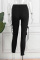 Black Casual Solid Hollowed Out Frenulum High Waist Skinny Denim Jeans