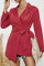 Red Casual Solid Bandage Patchwork Turn-back Collar Outerwear