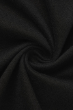Black Fashion Casual Patchwork V Neck Long Sleeve Dresses