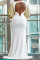 White Sexy Formal Solid Sequins Patchwork Backless O Neck Long Sleeve Dresses