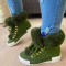 Green Casual Patchwork Solid Color Round Keep Warm Comfortable Shoes