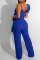 Burgundy Sexy Solid Patchwork Flounce Spaghetti Strap Straight Jumpsuits