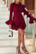 Black Casual Solid Patchwork O Neck Long Sleeve Dresses