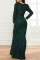 Green Sexy Formal Patchwork Sequins V Neck Dresses