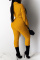 Yellow Casual Solid Hollowed Out Turtleneck Skinny Jumpsuits