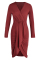 Burgundy Fashion Casual Patchwork V Neck Long Sleeve Dresses