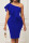 Blue Sexy Solid Patchwork Flounce Oblique Collar One Step Skirt Dresses