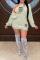 Rose Red Sexy Print Patchwork V Neck Long Sleeve Two Pieces