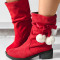 Red Casual Patchwork Round Keep Warm Comfortable Shoes