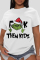 Red Casual Vintage Print Patchwork Letter O Neck T-Shirts