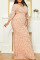 Pink Sexy Formal Patchwork Sequins V Neck Evening Dress Plus Size Dresses