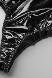 Black Sexy Living Solid Patchwork Backless Lingerie