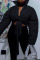 Black Casual Street Solid Bandage Patchwork Turndown Collar Outerwear