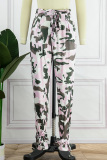 Camouflage Casual Camouflage Print Patchwork Regular High Waist Conventional Full Print Bottoms