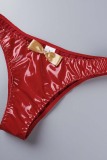 Red Sexy Living Patchwork Backless With Bow Lingerie