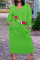 Apple Green Casual Print Patchwork V Neck Straight Dresses