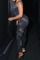 Black Sexy Solid Patchwork See-through U Neck Skinny Jumpsuits