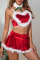 Red Sexy Party Solid Patchwork Feathers Christmas Day Lingerie