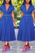 Blue Sexy Fashion Short Sleeve Dress