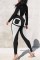Black Street Print Letter O Neck Long Sleeve Two Pieces