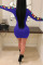 Blue Sexy Fashion Colorful Plaid Printing Slim Dress