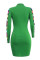 Army Green Sexy Fashion Colorful Plaid Printing Slim Dress
