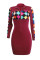 Red Sexy Fashion Colorful Plaid Printing Slim Dress