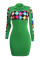 Black Sexy Fashion Colorful Plaid Printing Slim Dress