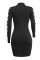 Black Sexy Fashion Colorful Plaid Printing Slim Dress
