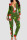 Olive Green Casual Print Patchwork Buckle V Neck Skinny Jumpsuits