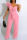 Pink Sexy Solid Patchwork Flounce Spaghetti Strap Straight Jumpsuits