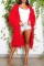 Rose Red Casual Solid Patchwork Cardigan Outerwear
