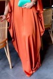 Orange Sexy Party Solid Hollowed Out Off the Shoulder One-piece Suits Dresses