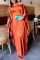 Orange Sexy Party Solid Hollowed Out Off the Shoulder One-piece Suits Dresses
