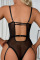 Black Sexy Solid Embroidered Patchwork See-through Christmas Day Lingerie