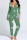 Green Casual Print Patchwork Buckle V Neck Skinny Jumpsuits