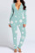 Baby Blue Casual Print Patchwork Buckle V Neck Skinny Jumpsuits