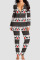 Baby Blue Casual Print Patchwork Buckle V Neck Skinny Jumpsuits