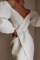 White Sexy Elegant Solid Patchwork Slit V Neck Irregular Dress Dresses