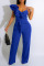 White Sexy Solid Patchwork Flounce Spaghetti Strap Straight Jumpsuits