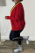 Red Casual Solid Patchwork Cardigan Collar Outerwear