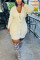 White Sexy Casual Solid Pocket Cardigan Collar Long Sleeve Dresses