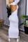 White Casual Solid Backless Turtleneck Long Sleeve Dresses