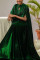 Ink Green Casual Solid Mandarin Collar Long Dress Dresses