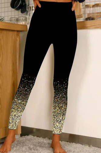 Black Gold Casual Sportswear Print Patchwork