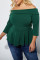 Ink Green Sexy Casual Solid Flounce Solid Color Off the Shoulder Tops
