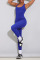 Blue Casual Sportswear Solid Patchwork Backless U Neck Skinny Jumpsuits