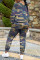 Rose Red Casual Print Basic V Neck Long Sleeve Two Pieces